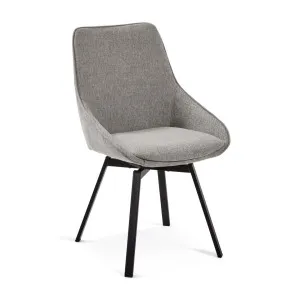 Jenna light grey swivel chair with steel legs with black finish by Kave Home, a Dining Chairs for sale on Style Sourcebook