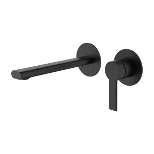 Lina Wall Basin Set Straight 200 Matt Black by null, a Bathroom Taps & Mixers for sale on Style Sourcebook