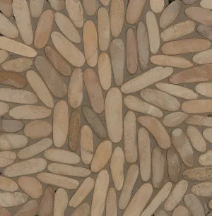 River Tan Limestone Natural Product Slice Pebble Honed Mosaic (Pkt4) by Beaumont Tiles, a Mosaic Tiles for sale on Style Sourcebook