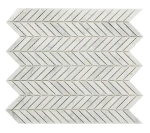 Pisa Bianco Carrara Natural Product Chevron Honed Mosaic by Beaumont Tiles, a Mosaic Tiles for sale on Style Sourcebook