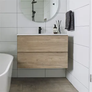 Nevada Plus Vanity 900 Wall Hung Drawers Only Centre Bowl Alpha Ceramic Top by Timberline, a Vanities for sale on Style Sourcebook