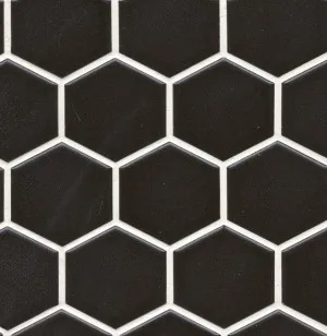 Mono Hexagon Black Matt Mosaic Tile by Beaumont Tiles, a Mosaic Tiles for sale on Style Sourcebook