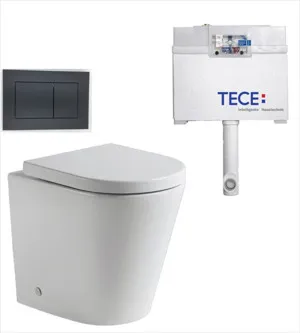 Faith Rimless In-wall Toilet Suite S&P Trap with Square ABS Matte Black Button by Tece, a Toilets & Bidets for sale on Style Sourcebook