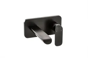 Jaya Wall Basin Set Straight 178 Matte Black by null, a Bathroom Taps & Mixers for sale on Style Sourcebook