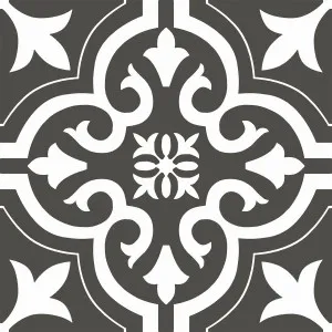 Flourish Motif Black Textured Tile by Beaumont Tiles, a Patterned Tiles for sale on Style Sourcebook