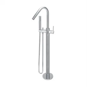 Round Floor Mounted Bath Mixer w Hand Shower Curved Chrome by null, a Bathroom Taps & Mixers for sale on Style Sourcebook