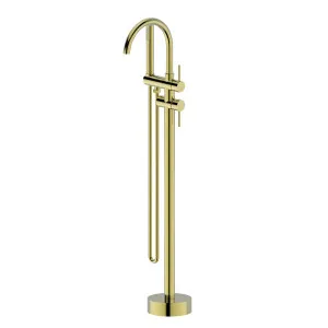 Misha Floor Mounted Bath Mixer w Shower Brushed Gold by Haus25, a Bathroom Taps & Mixers for sale on Style Sourcebook