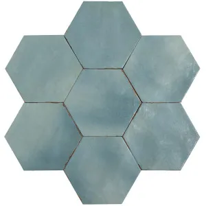 Capri Blue Bettina Hex Structured Matt Tile by Beaumont Tiles, a Porcelain Tiles for sale on Style Sourcebook