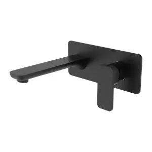 Platz Wall Basin Set Straight 180 Matt Black by Haus25, a Bathroom Taps & Mixers for sale on Style Sourcebook