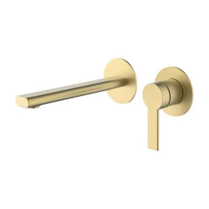Lina Wall Basin Set Straight 200 Brushed Gold by null, a Bathroom Taps & Mixers for sale on Style Sourcebook