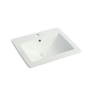 Marki Semi Insert Basin 1TH Ceramic 530x450 Gloss White by null, a Basins for sale on Style Sourcebook