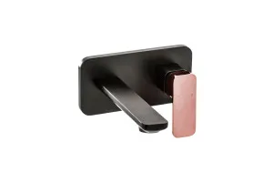 Elbrus Wall Basin Set Straight 200 Black/Rose Gold by null, a Bathroom Taps & Mixers for sale on Style Sourcebook