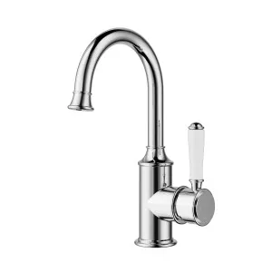 Clasico Gooseneck Basin Mixer Ceramic Handle by null, a Bathroom Taps & Mixers for sale on Style Sourcebook