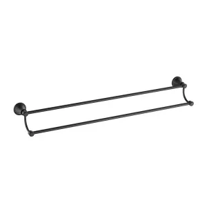 Clasico Double  Towel Rail 600 Matt Black by Ikon, a Towel Rails for sale on Style Sourcebook