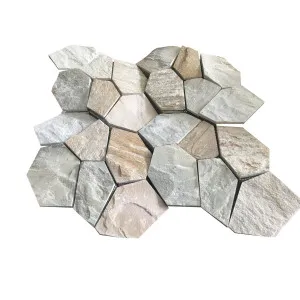 Flagstone Slate Natural Product Crazypave Bisque Structured Mosaic (Crate 5m2) by Beaumont Tiles, a Mosaic Tiles for sale on Style Sourcebook