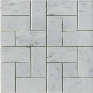 Channelle Carrara Windmill White Honed Mosaic by Beaumont Tiles, a Marble Look Tiles for sale on Style Sourcebook