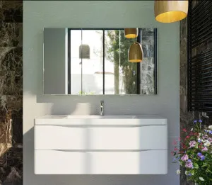 Bel Bagno Ancona Gloss White 1200mm Single Bowl Wall Hung Vanity And Basin by Bel Bagno, a Vanities for sale on Style Sourcebook