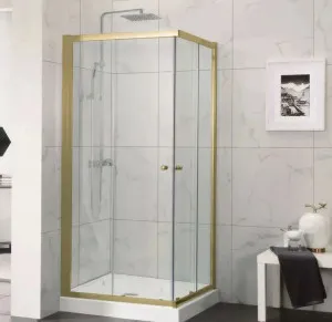 Covey Semi-Frame Corner Open Door Sliding Brushed Gold by Covey, a Shower Screens & Enclosures for sale on Style Sourcebook