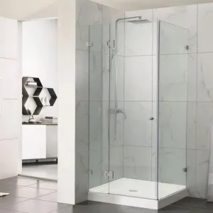 Covey Wall To Wall Frameless Hinge Door Brushed Nickel by Covey, a Shower Screens & Enclosures for sale on Style Sourcebook