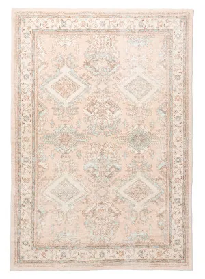 Edwina Peach and Blue Distressed Washable Rug by Miss Amara, a Other Rugs for sale on Style Sourcebook