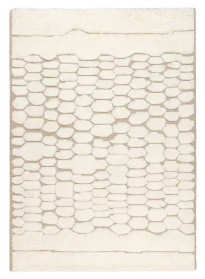 Aminata Ivory Abstract Textured Wool Rug by Miss Amara, a Contemporary Rugs for sale on Style Sourcebook