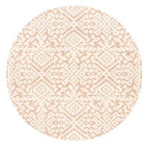 Paloma Peach and Ivory Tribal Patterned Round Rug by Miss Amara, a Persian Rugs for sale on Style Sourcebook