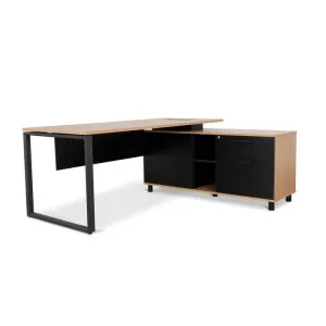 Halo 1.8m Executive Desk Right Return with Black Legs - Natural by Interior Secrets - AfterPay Available by Interior Secrets, a Desks for sale on Style Sourcebook