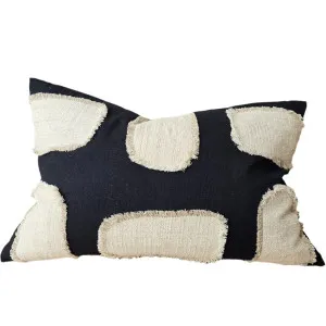 Fia Linen Cotton Cushion 40x60cm Lumbar - Black | Natural by Macey & Moore, a Cushions, Decorative Pillows for sale on Style Sourcebook