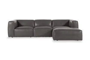 Linden Leather Right Chaise Sofa, Graphite, by Lounge Lovers by Lounge Lovers, a Sofas for sale on Style Sourcebook