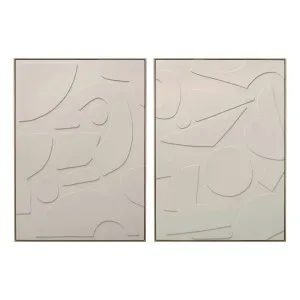 Ivory Shapes Box Framed Canvas Set of 2 in 103 x 143cm by OzDesignFurniture, a Painted Canvases for sale on Style Sourcebook