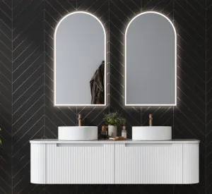 Aulic Petra Mark Ii Curved Matte White 1500mm Double Bowl Wall Hung Vanity W/ German Hettich Runners by Aulic, a Vanities for sale on Style Sourcebook