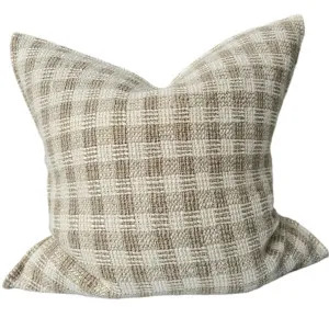 Détente Hand-loomed Rustic Texture Pure French Linen 55cm square - Plaid Natural by Macey & Moore, a Cushions, Decorative Pillows for sale on Style Sourcebook