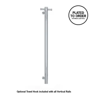 Straight Round 12V Vertical Single Heated Towel Rail 90cm x 14cm Polished Stainless Steel by Luxe Mirrors, a Towel Rails for sale on Style Sourcebook