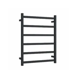 Square Ladder Heated Towel Rail Matt Black 2 sizes available Plug In 600mm x 800mm by Luxe Mirrors, a Towel Rails for sale on Style Sourcebook