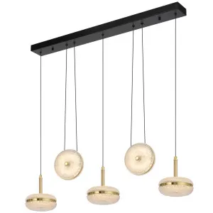 Telbix Govan 5 Light LED Bar Pendant Light Antique Gold by Telbix, a Pendant Lighting for sale on Style Sourcebook