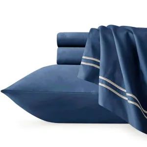 Renee Taylor Strada Embroidered Egyptian Cotton Indigo Quilt Cover Set by null, a Quilt Covers for sale on Style Sourcebook