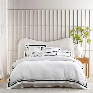 Renee Taylor Cloud Egyptian Cotton White and Charcoal Quilt Cover Set by null, a Quilt Covers for sale on Style Sourcebook