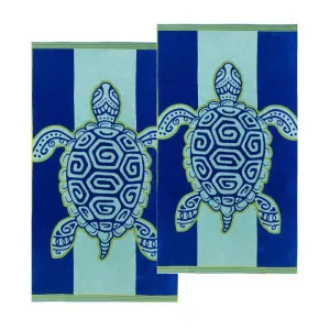 Renee Taylor Jacquard Velour Sealife Turtles Kids Beach Towel 2 Pack by null, a Outdoor Accessories for sale on Style Sourcebook