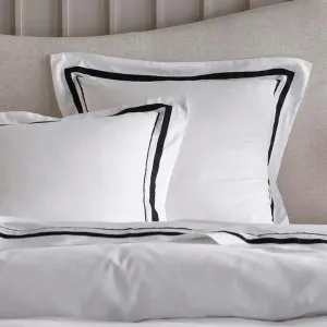 Renee Taylor 1000 Thread Count Egyptian Cotton White and Charcoal European Pillowcase by null, a Cushions, Decorative Pillows for sale on Style Sourcebook