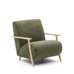 Meghan armchair in green chenille and with solid beech wood in a natural finish FSC Mix Credit by Kave Home, a Chairs for sale on Style Sourcebook