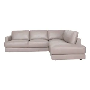 Temple Corner Chaise RHF in Leather Light Mocha by OzDesignFurniture, a Sofas for sale on Style Sourcebook