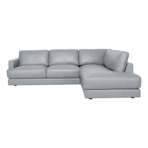 Temple Corner Chaise RHF in Leather Pewter by OzDesignFurniture, a Sofas for sale on Style Sourcebook