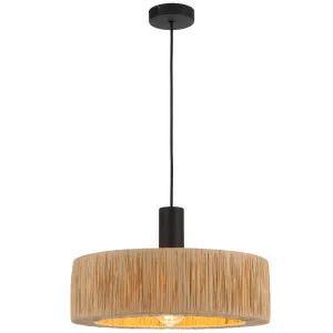 Telbix Katrin Pendant Light Black and Natural by Telbix, a Pendant Lighting for sale on Style Sourcebook