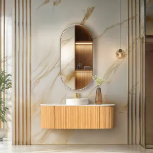 Orio Montebello Light Walnut Fluted 1200mm Curve Single Bowl Wall Hung Vanity by Orio, a Vanities for sale on Style Sourcebook