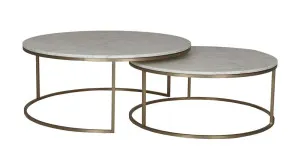 Elle Round Marble Nest Coffee Tables - Matt White Marble - Brushed Gold by GlobeWest, a Coffee Table for sale on Style Sourcebook