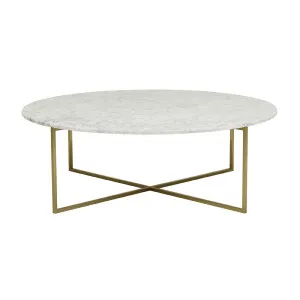 Elle Luxe Marble Round Coffee Tables - Matt White Marble - Brushed Gold by GlobeWest, a Coffee Table for sale on Style Sourcebook