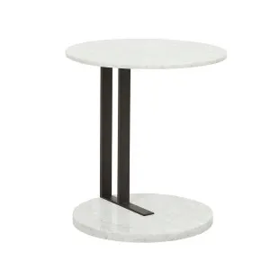 Amara Linear Side Table - Matt White Marble - Black by GlobeWest, a Side Table for sale on Style Sourcebook