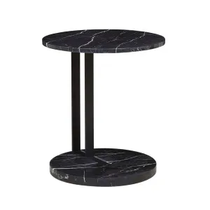 Amara Linear Side Table - Matt Black Marble - Black by GlobeWest, a Side Table for sale on Style Sourcebook