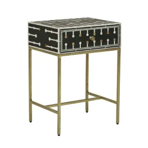 Taj Dot Bedside - Natural Bone & Black - Brass by GlobeWest, a Bedside Tables for sale on Style Sourcebook