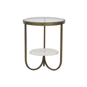 Amelie Curve Side Table - Antique Brass - White Marble by GlobeWest, a Side Table for sale on Style Sourcebook